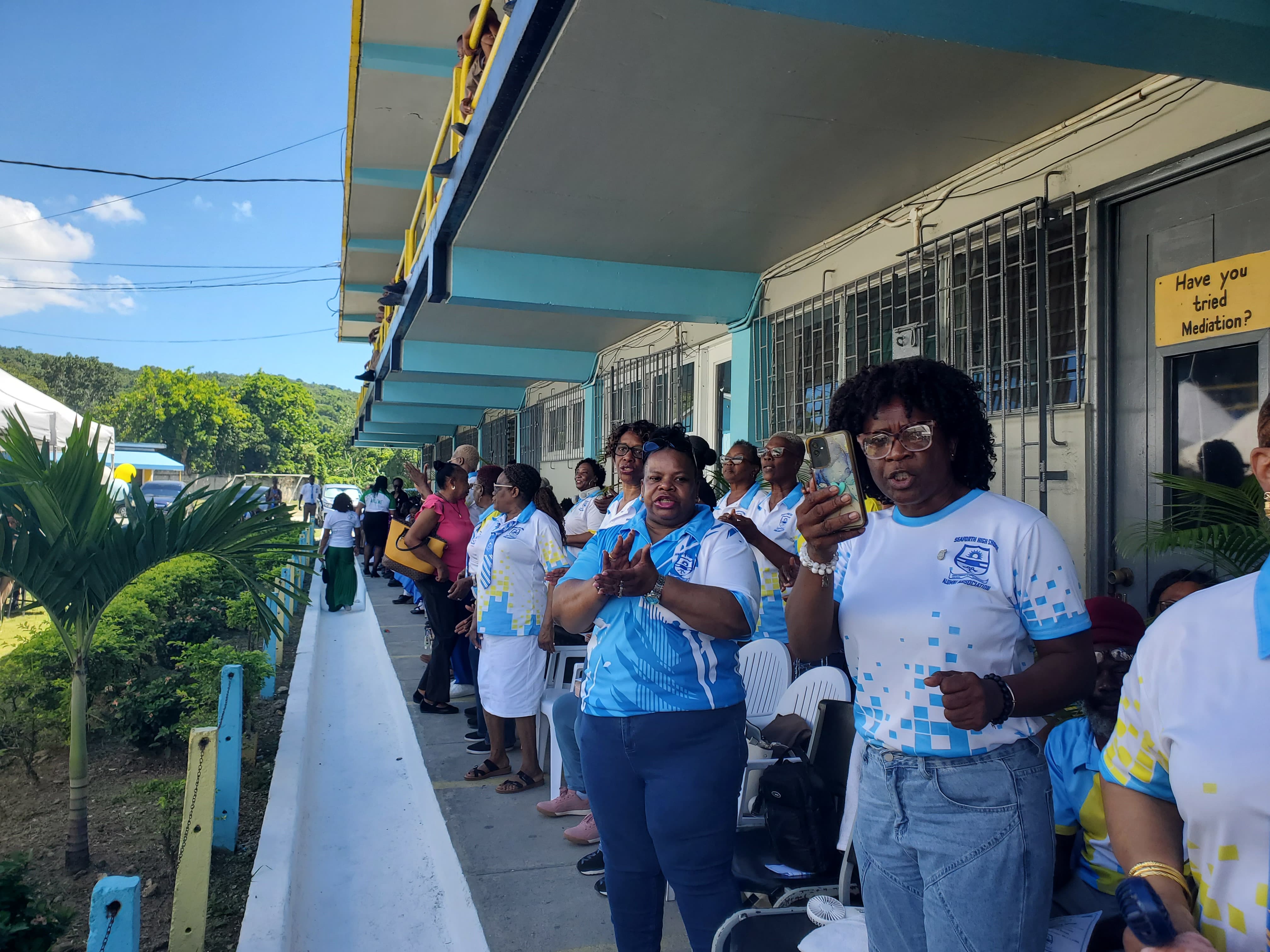 SHSAA alumni gathering on campus during an event